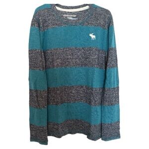 Abercrombie & Fitch Boys Blue and Gray Striped Long Sleeve Shirt